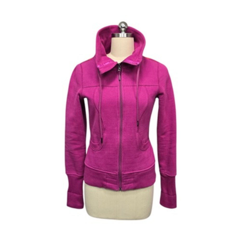 Lululemon Scuba Hoodie Jacket Womens 6 Magenta Fleece Full Zip Colorblock Back